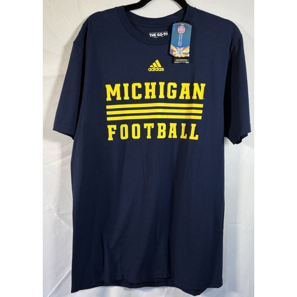 Adiddas T Shirt Size L Michigan Football Short Sleeve Pullover new